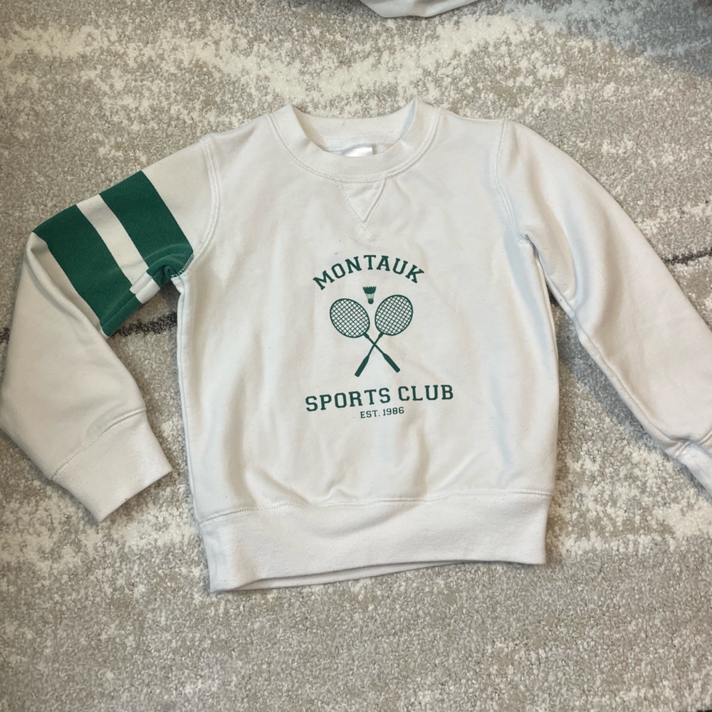 Nordstrom White and‎ Green Montauk Sports Club Sweatshirt